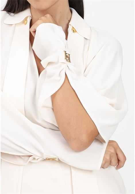 Blusa avorio da donna in georgette con foulard ELISABETTA FRANCHI | CA05946E2193